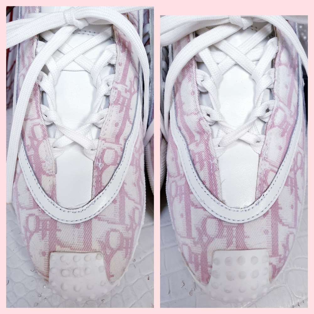 💯 Christian Dior White Pink Monogram Sneakers 🌟 - Picture 3 of 8